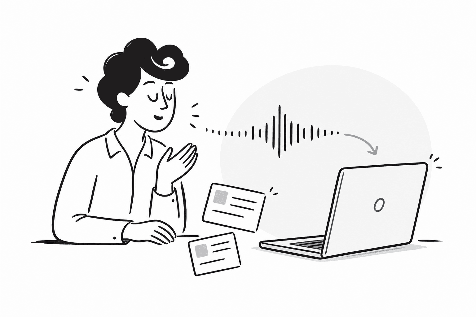 A clinician reviewing dictation processed on a local workstation